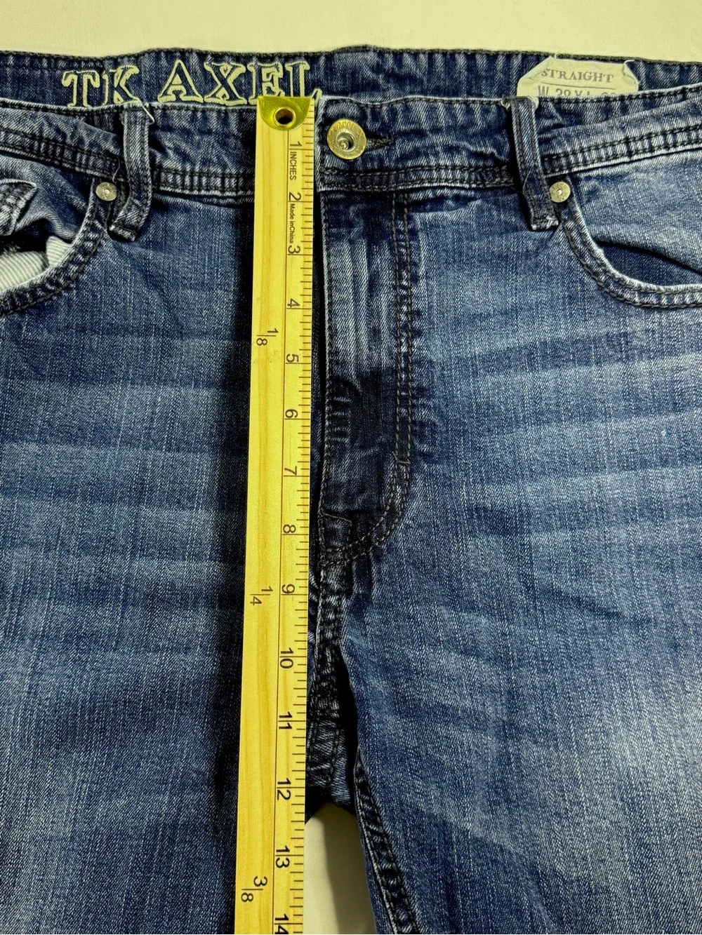 TK AXEL Straight Fit Blue Denim Jeans Mid Rise Men’s Tagged 38x32 Measures 38x30